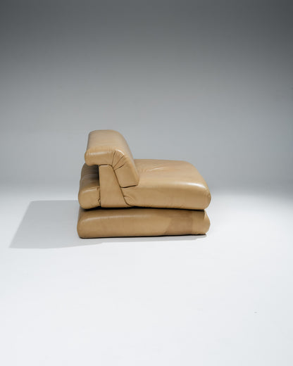 FAUTEUIL MAH JONG EN CUIR, ROCHE BOBOIS, 1970s