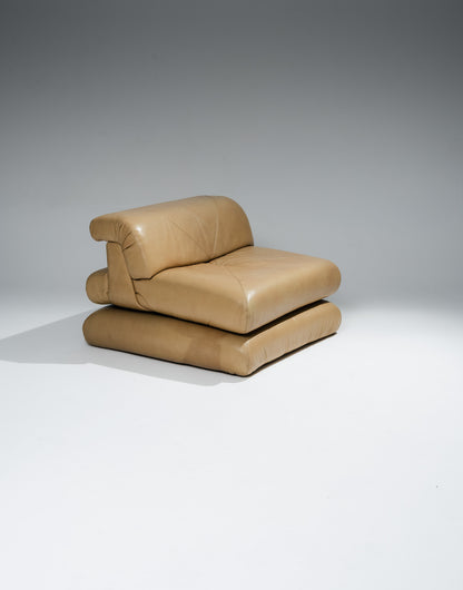 FAUTEUIL MAH JONG EN CUIR, ROCHE BOBOIS, 1970s