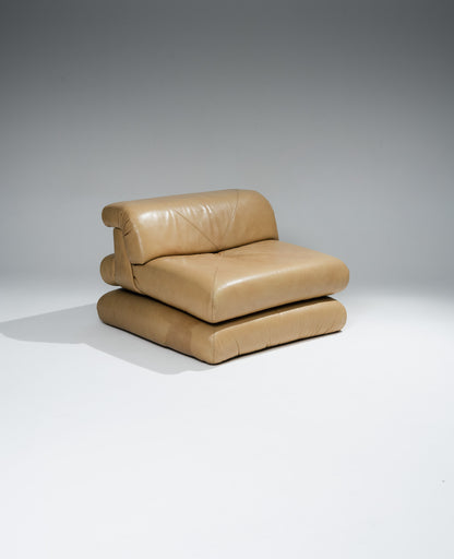 FAUTEUIL MAH JONG EN CUIR, ROCHE BOBOIS, 1970s