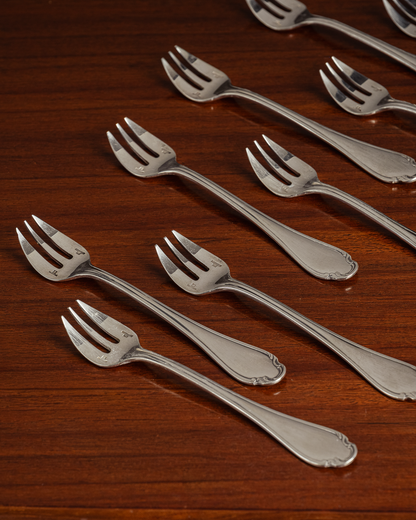 SET OF 10 OYSTER FORKS, CHRISTOFLE, 1950s