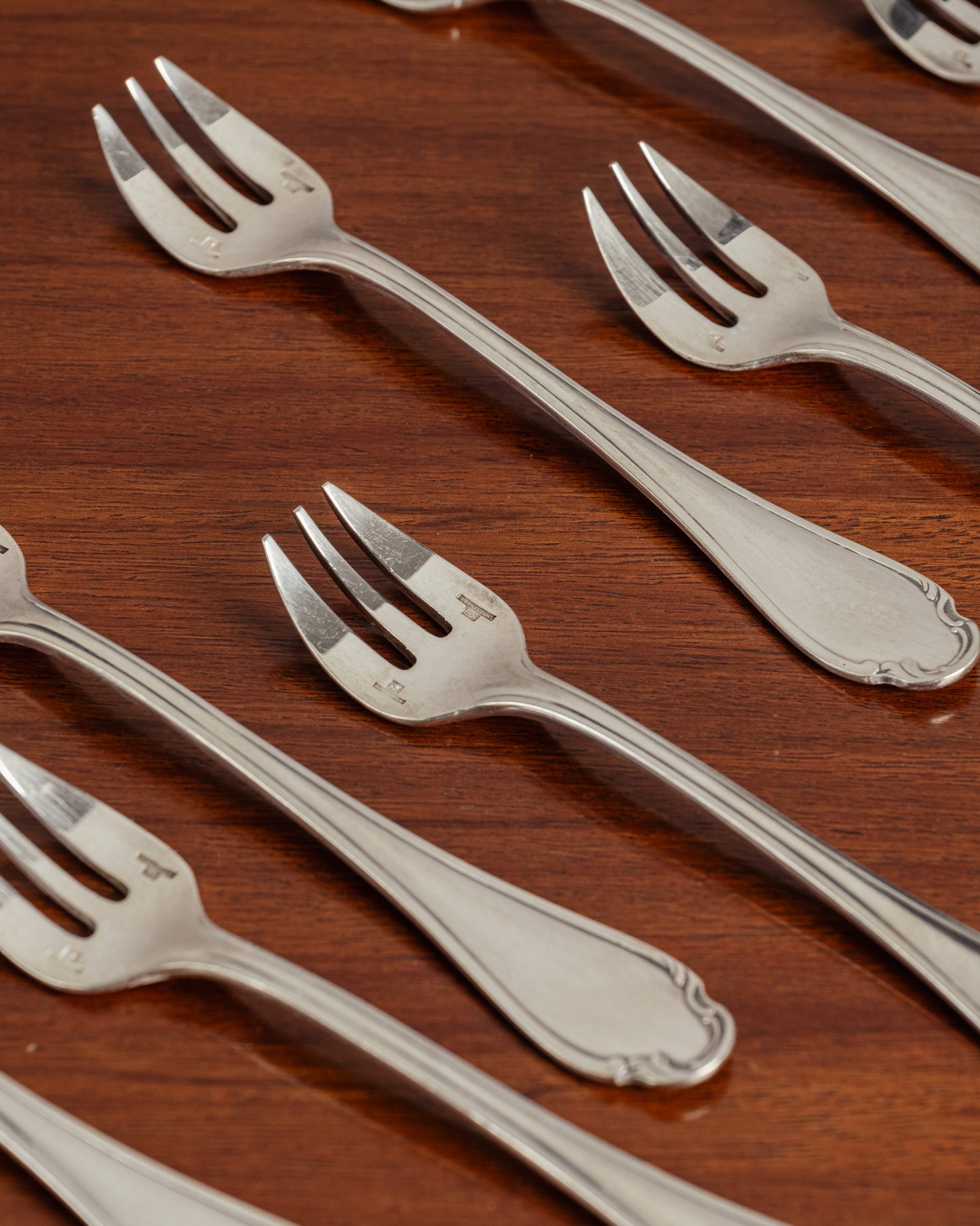 SET OF 10 OYSTER FORKS, CHRISTOFLE, 1950s