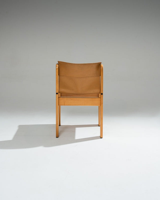 PAIRE DE CHAISES EN CUIR DE SELLE ET BOIS DE HÊTRE, IBISCO SEDIE, 1970s