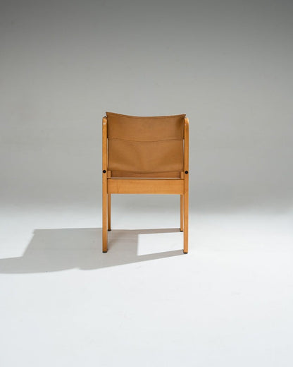 PAIRE DE CHAISES EN CUIR DE SELLE ET BOIS DE HÊTRE, IBISCO SEDIE, 1970s