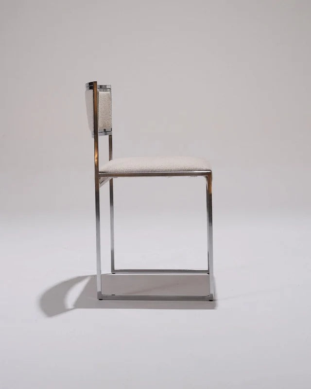 PAIR OF METAL AND TEXTURED FABRIC CHAIRS, 1970S