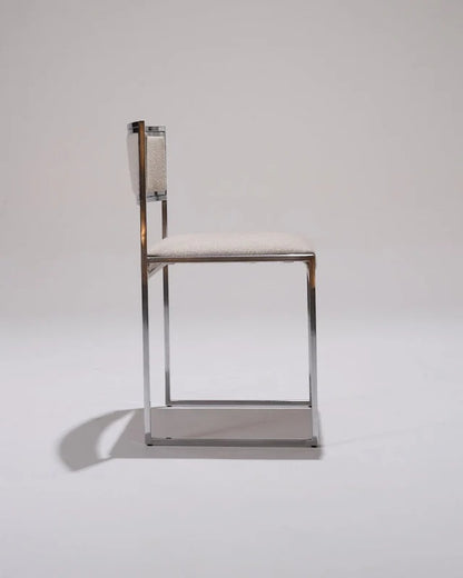 PAIR OF METAL AND TEXTURED FABRIC CHAIRS, 1970S