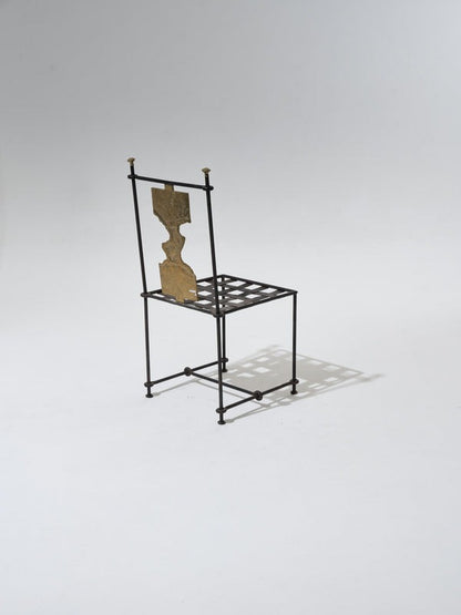 SET OF 2 METAL AND BRONZE CHAIRS, DAVID MARSHALL, 1970s