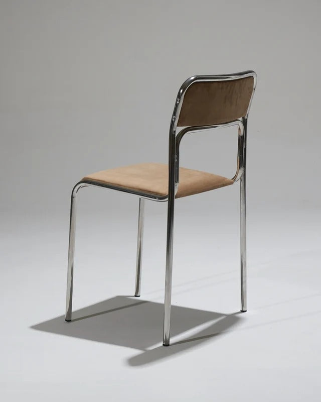SET DE 4 CHAISES EN ACIER TUBULAIRE ET VELOURS