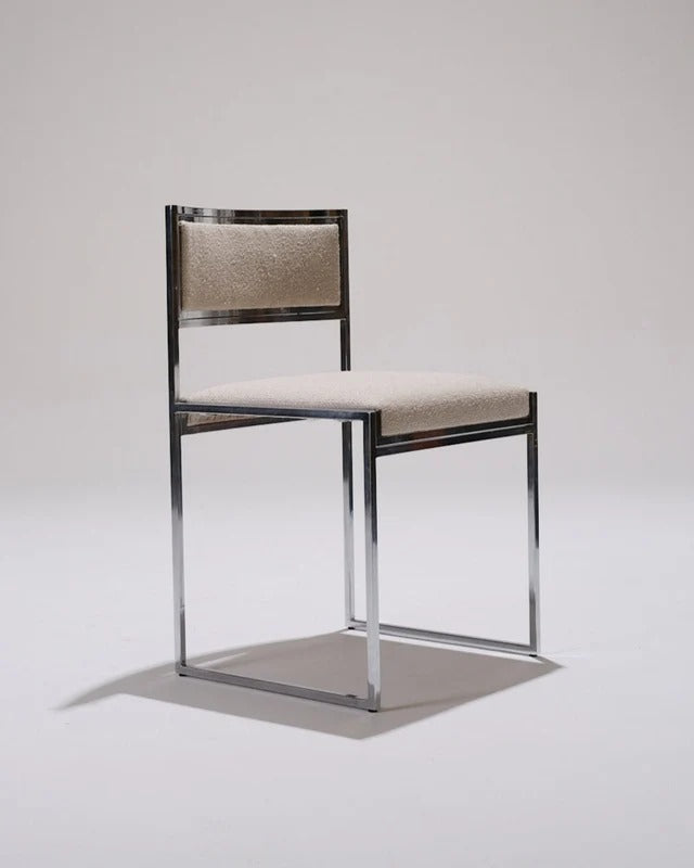 PAIR OF METAL AND TEXTURED FABRIC CHAIRS, 1970S