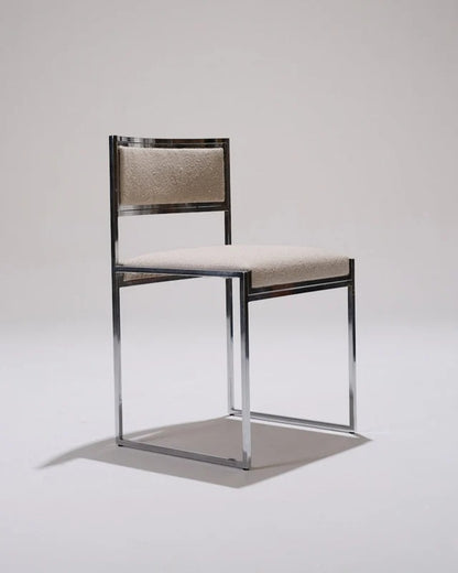 PAIR OF METAL AND TEXTURED FABRIC CHAIRS, 1970S