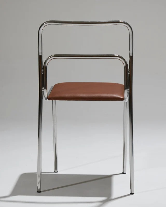 SET OF 4 TUBULAR AND LEATHER STEEL CHAIRS, 1980S