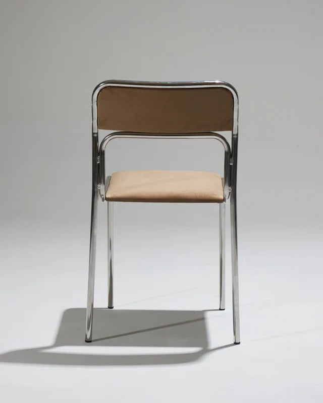 SET DE 4 CHAISES EN ACIER TUBULAIRE ET VELOURS