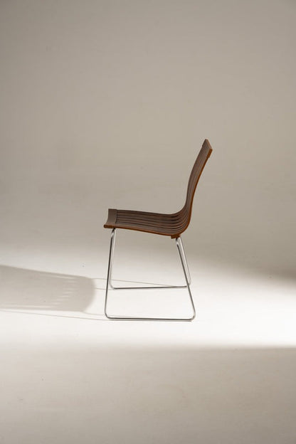 PAIRE DE CHAISES EN BOIS ET ACIER SCANDIA, HANS BRATTRUD, 1960s