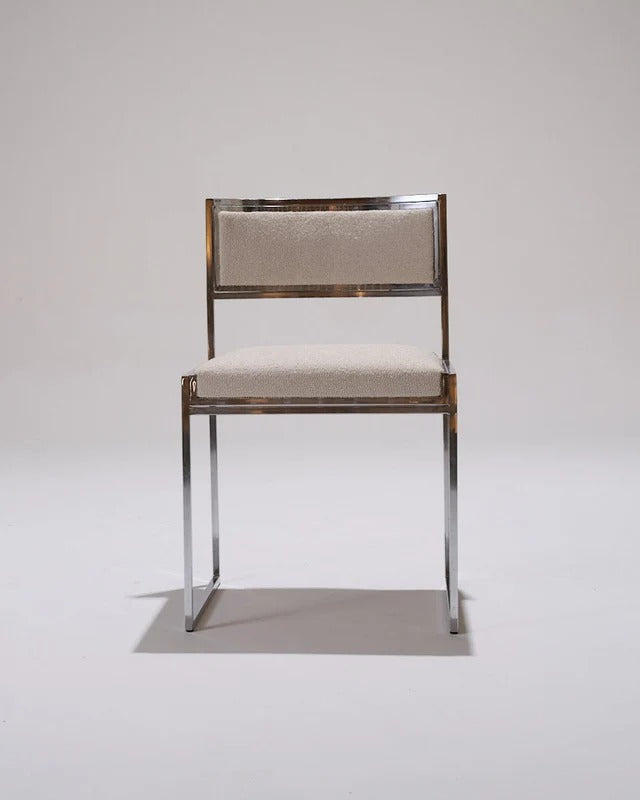 PAIR OF METAL AND TEXTURED FABRIC CHAIRS, 1970S