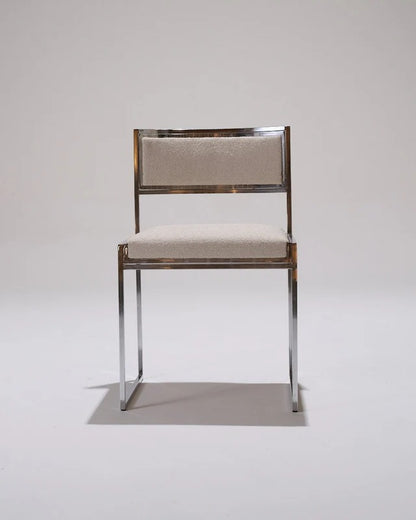 PAIR OF METAL AND TEXTURED FABRIC CHAIRS, 1970S