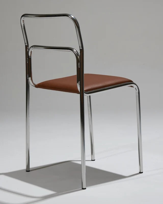 PAIR OF TUBULAR STEEL CHAIRS AND LEATHER, 1980S