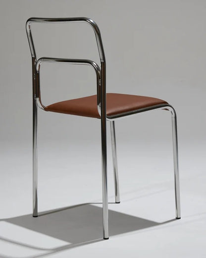 PAIR OF TUBULAR STEEL CHAIRS AND LEATHER, 1980S