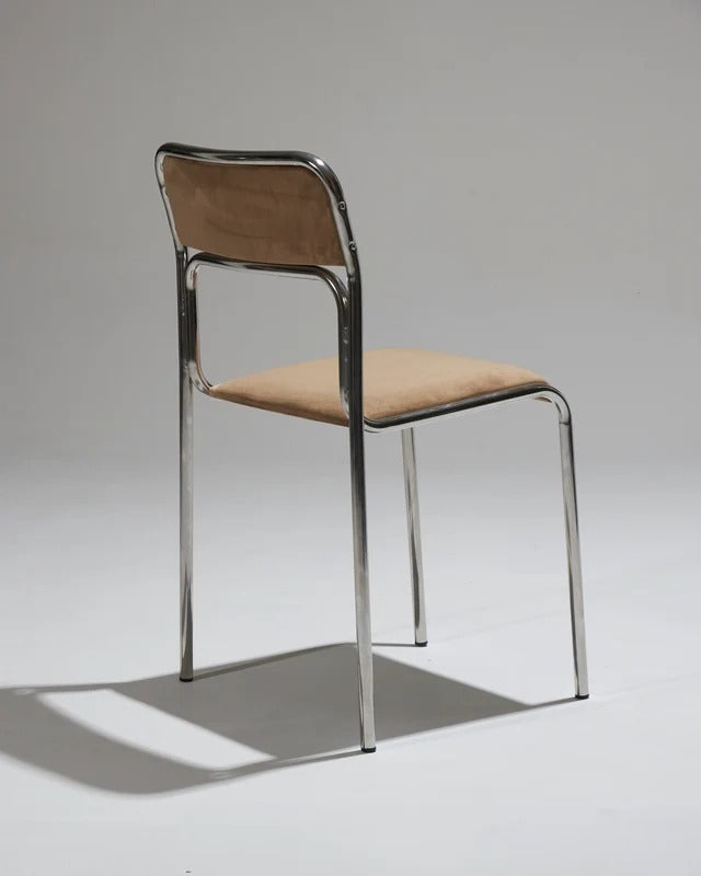 SET DE 4 CHAISES EN ACIER TUBULAIRE ET VELOURS