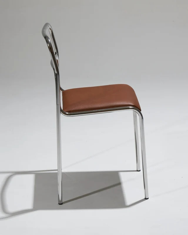 SET OF 4 TUBULAR AND LEATHER STEEL CHAIRS, 1980S