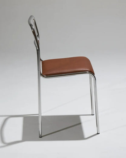 PAIR OF TUBULAR STEEL CHAIRS AND LEATHER, 1980S