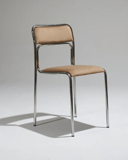 SET DE 6 CHAISES EN ACIER TUBULAIRE ET VELOURS