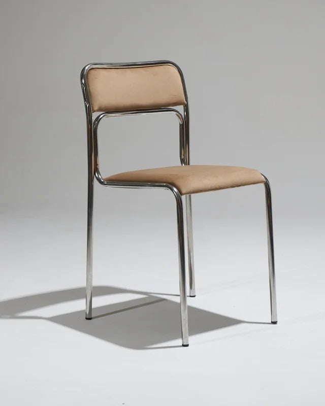 PAIRE DE CHAISES EN ACIER TUBULAIRE ET VELOURS