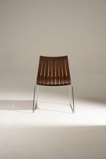 PAIRE DE CHAISES EN BOIS ET ACIER SCANDIA, HANS BRATTRUD, 1960s