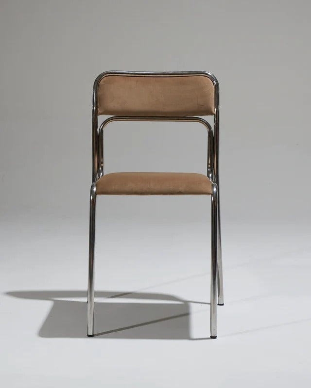 PAIRE DE CHAISES EN ACIER TUBULAIRE ET VELOURS