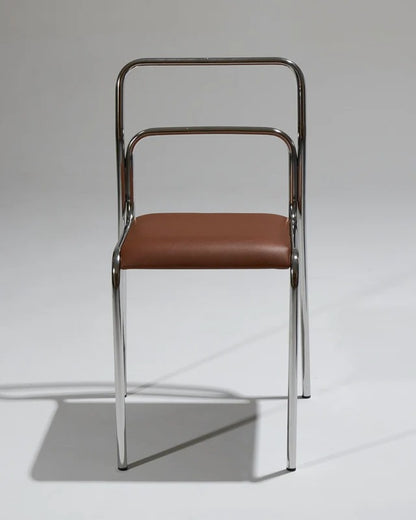 SET OF 4 TUBULAR AND LEATHER STEEL CHAIRS, 1980S