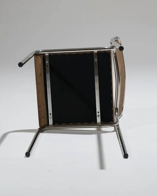 SET DE 6 CHAISES EN ACIER TUBULAIRE ET VELOURS