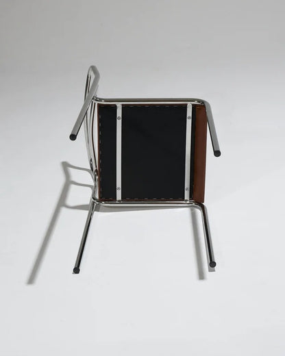 PAIR OF TUBULAR STEEL CHAIRS AND LEATHER, 1980S