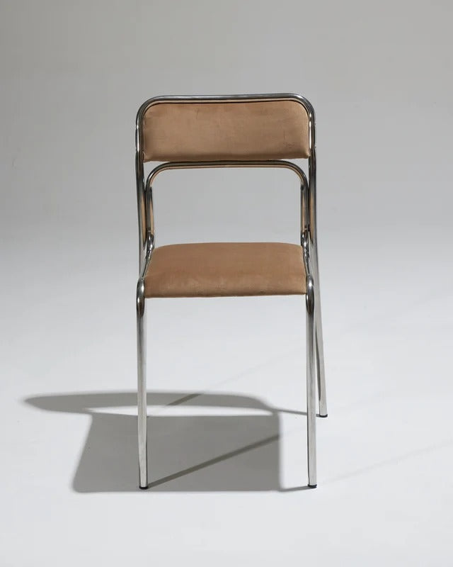 SET DE 4 CHAISES EN ACIER TUBULAIRE ET VELOURS