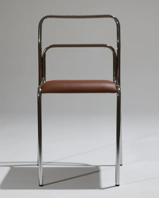 SET OF 4 TUBULAR AND LEATHER STEEL CHAIRS, 1980S