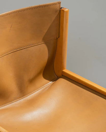 SET DE 4 CHAISES EN CUIR DE SELLE ET BOIS DE HÊTRE, IBISCO SEDIE, 1970s