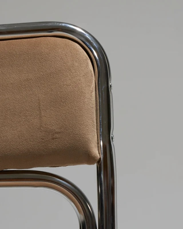 SET DE 4 CHAISES EN ACIER TUBULAIRE ET VELOURS