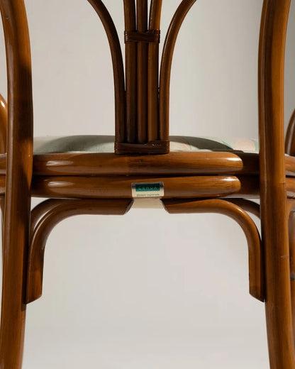 PAIRE DE FAUTEUILS EN ROTIN ET TISSU FLEURI, 1970s
