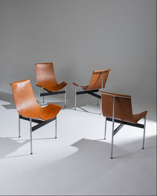 SET OF 4 3LC LEATHER AND METAL CHAIRS, LITTELL &amp; KATAVOLOS, 1960s