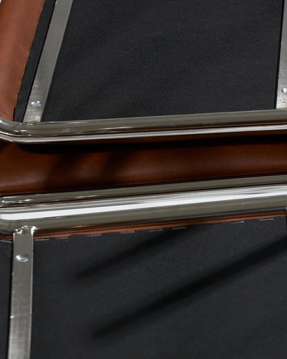SET OF 4 TUBULAR AND LEATHER STEEL CHAIRS, 1980S