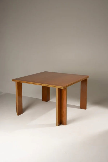 TABLE ET CHAISES EN BOIS ET VELOURS, 1970s