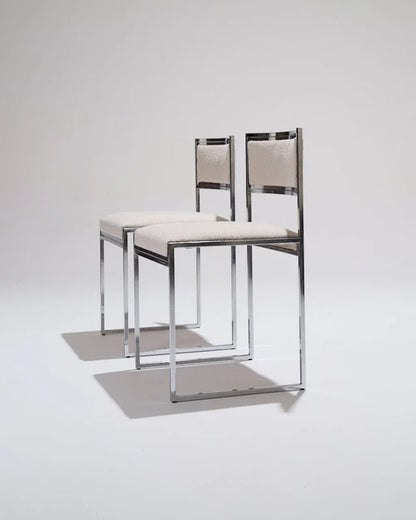 PAIR OF METAL AND TEXTURED FABRIC CHAIRS, 1970S