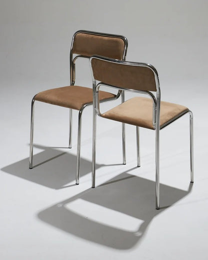 PAIRE DE CHAISES EN ACIER TUBULAIRE ET VELOURS