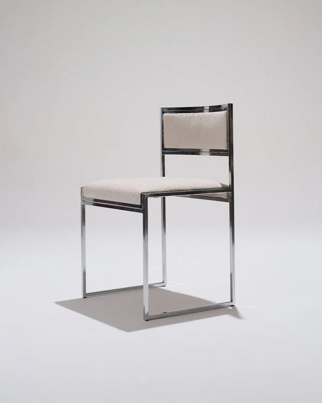 PAIR OF METAL AND TEXTURED FABRIC CHAIRS, 1970S