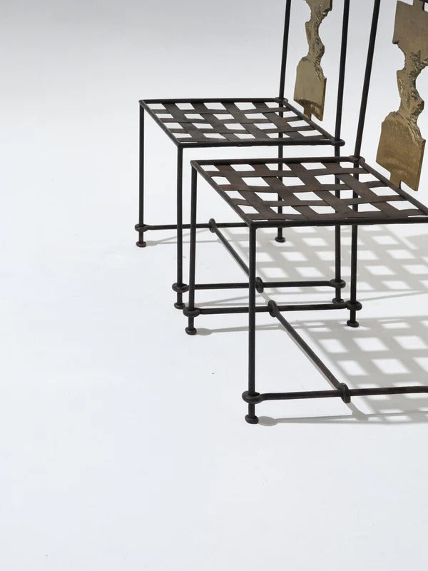 SET OF 4 METAL AND BRONZE CHAIRS, DAVID MARSHALL, 1970s