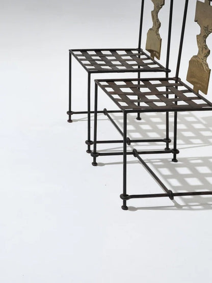SET OF 2 METAL AND BRONZE CHAIRS, DAVID MARSHALL, 1970s