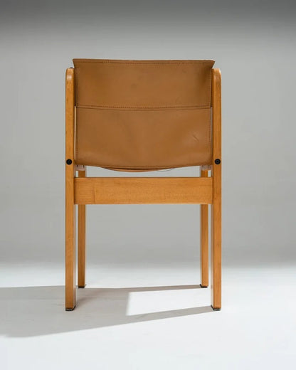 PAIRE DE CHAISES EN CUIR DE SELLE ET BOIS DE HÊTRE, IBISCO SEDIE, 1970s