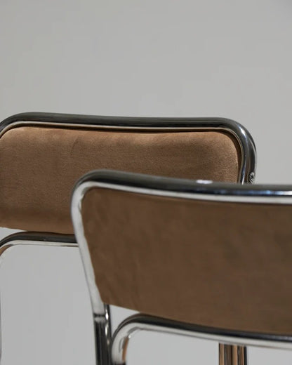 PAIRE DE CHAISES EN ACIER TUBULAIRE ET VELOURS