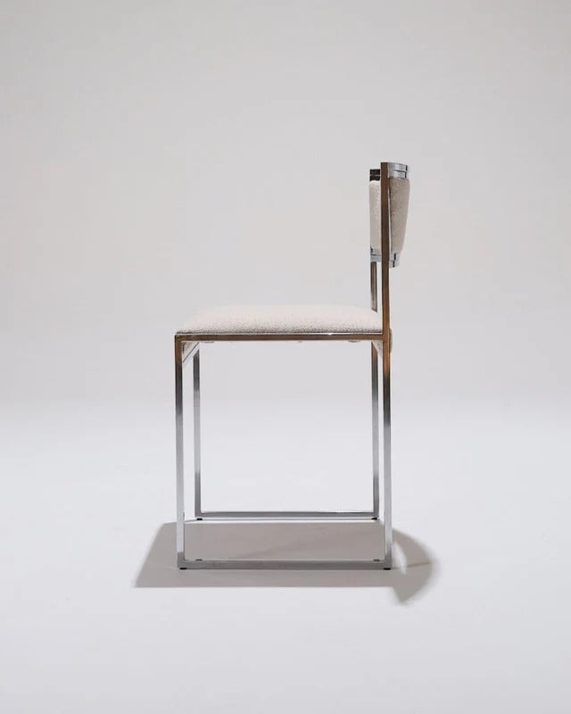 PAIR OF METAL AND TEXTURED FABRIC CHAIRS, 1970S