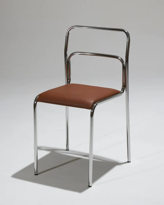 SET OF 4 TUBULAR AND LEATHER STEEL CHAIRS, 1980S
