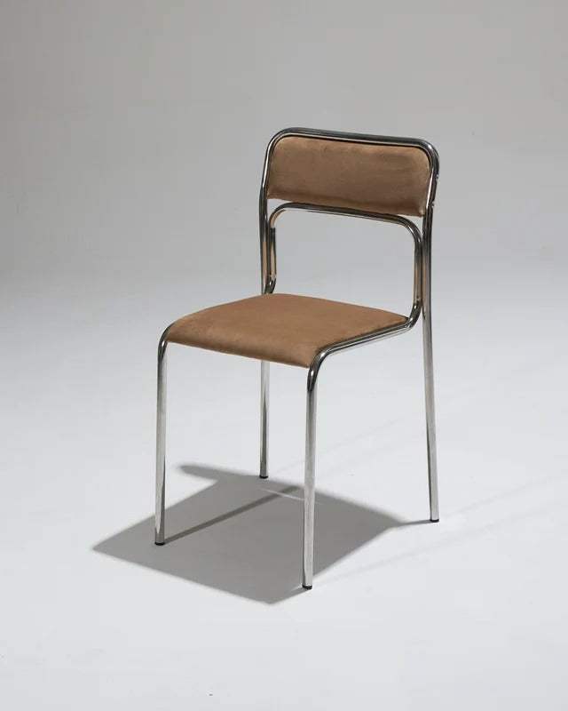 PAIRE DE CHAISES EN ACIER TUBULAIRE ET VELOURS