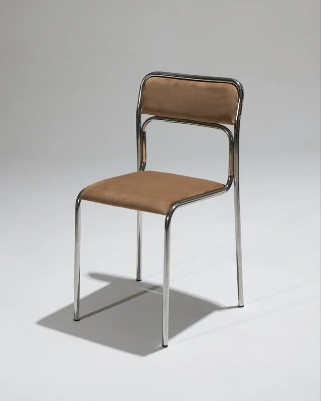 SET DE 6 CHAISES EN ACIER TUBULAIRE ET VELOURS