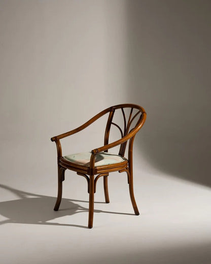 PAIRE DE FAUTEUILS EN ROTIN ET TISSU FLEURI, 1970s